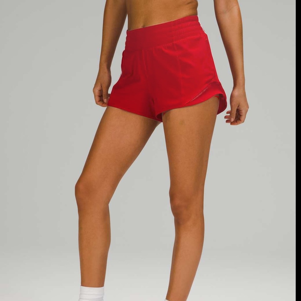 Lululemon High Rise Red Hotty Hot Shorts